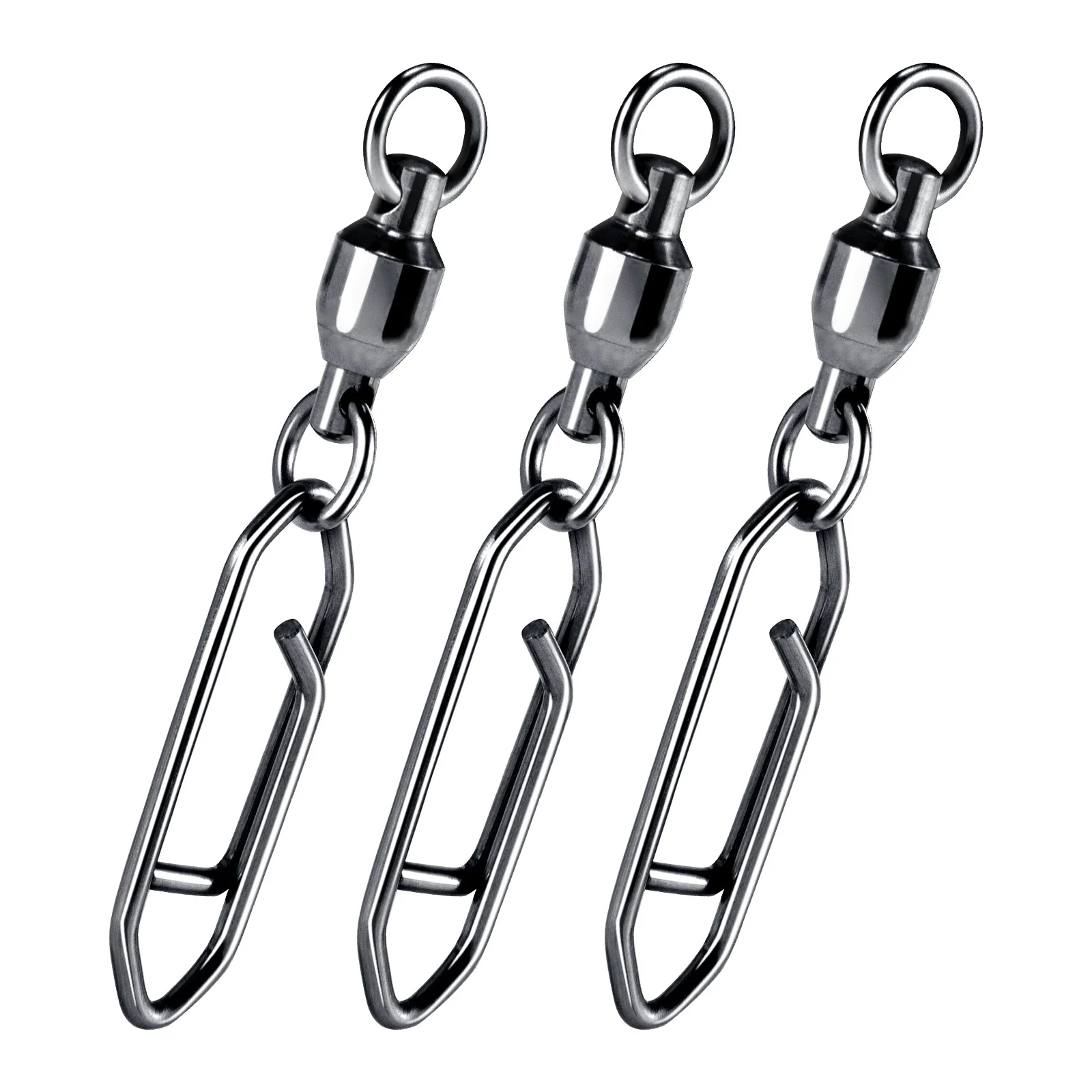 10 Stück Angelwirbel mit Power-Clip, Edelstahl-Kugellager-Wirbel, Schnellwechsel-Clip für Crankbait und Swimbait – Detail 1