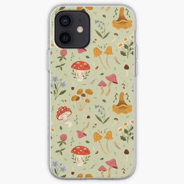 Mushrooms And Wildflowers Iphone Tough C  Phone Case Customizable for iPhone 11 12 13 14 Pro Max Mini X XS XR Max 6 6S 7 8 Plus