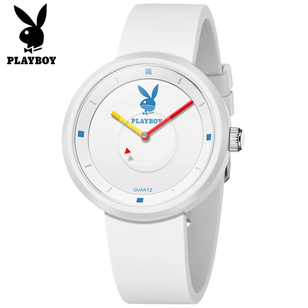 PLAYBOY Watches for Woman Soft Silicone Strap Original Quartz Women's Watches Simple Fashion Elegant Ladies Wristwatch Gift 3059