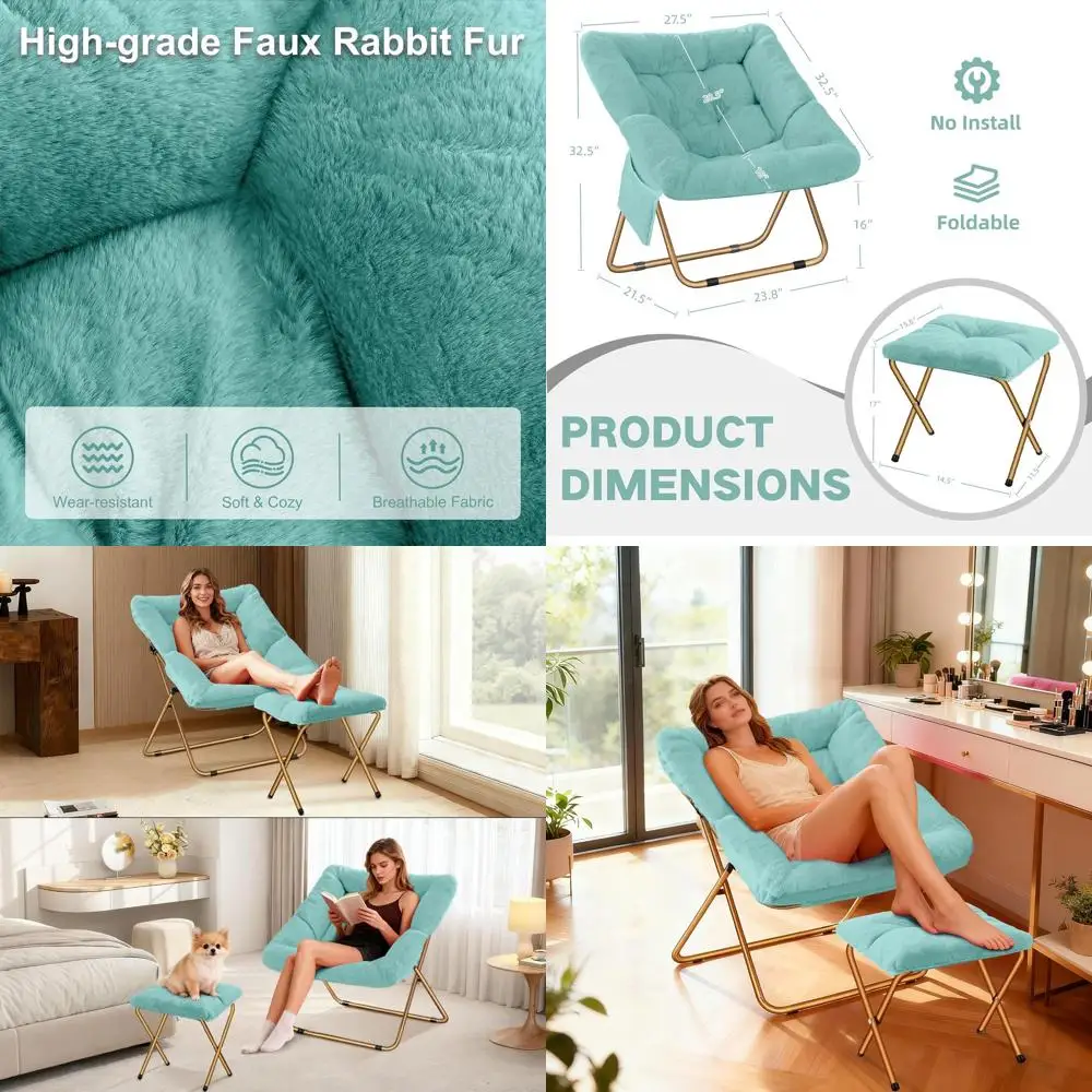 

Удобное кресло-поднос для взрослых: большое кресло для гостиной, зоны отдыха или спальни для чтения, мятного цвета, с оттоманкой