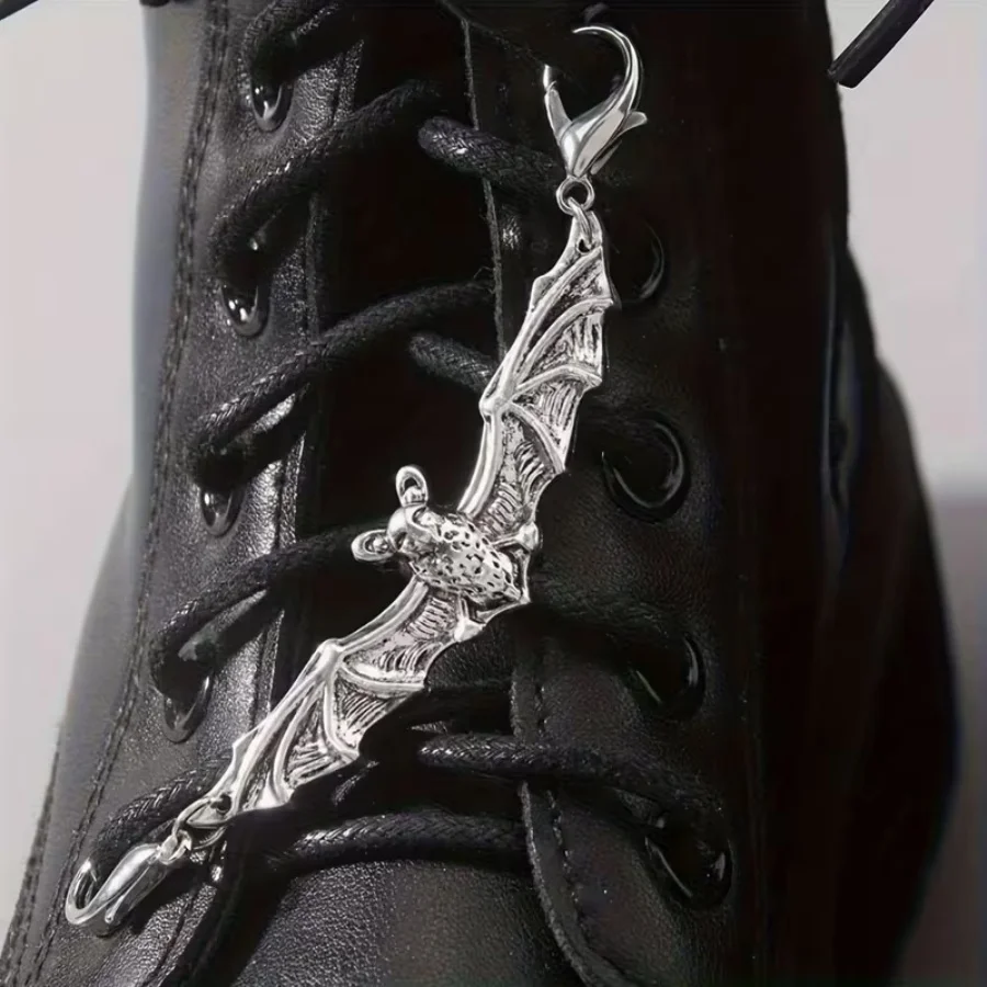 2pcs/set Gothic Alloy Bat Shoe Lace Buckle Charms, DIY Shoe Accessories, Shoe and Boot Decoration