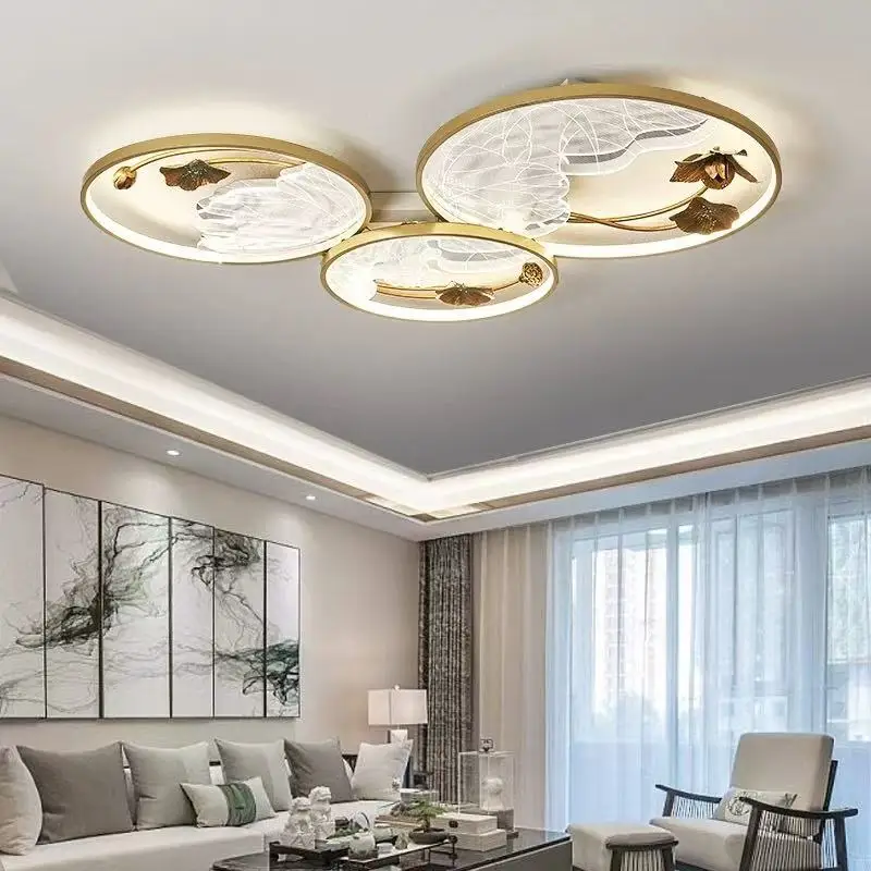 New Chinese style national style China-Chic ceiling lamp retro Zen living room lamp new simple tea room bedroom quiet wind lotus