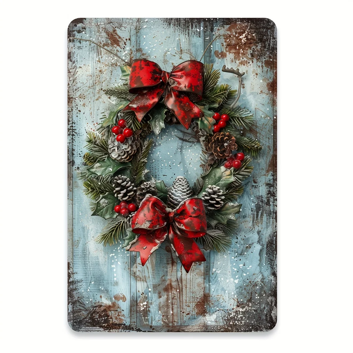 Merry Christmas Vintage Metal Tin Sign - 8x12 Inches | Durable Iron Wall Art for Home, Bar, Cafe, and Garage Decor | Pre-Drilled