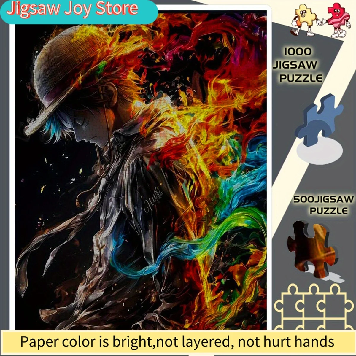 

Adult Jigsaw Puzzle, Paper Puzzle, Flame Anime Character Melancholic Style, Suitable for Family, Couples Christmas And Hallowe