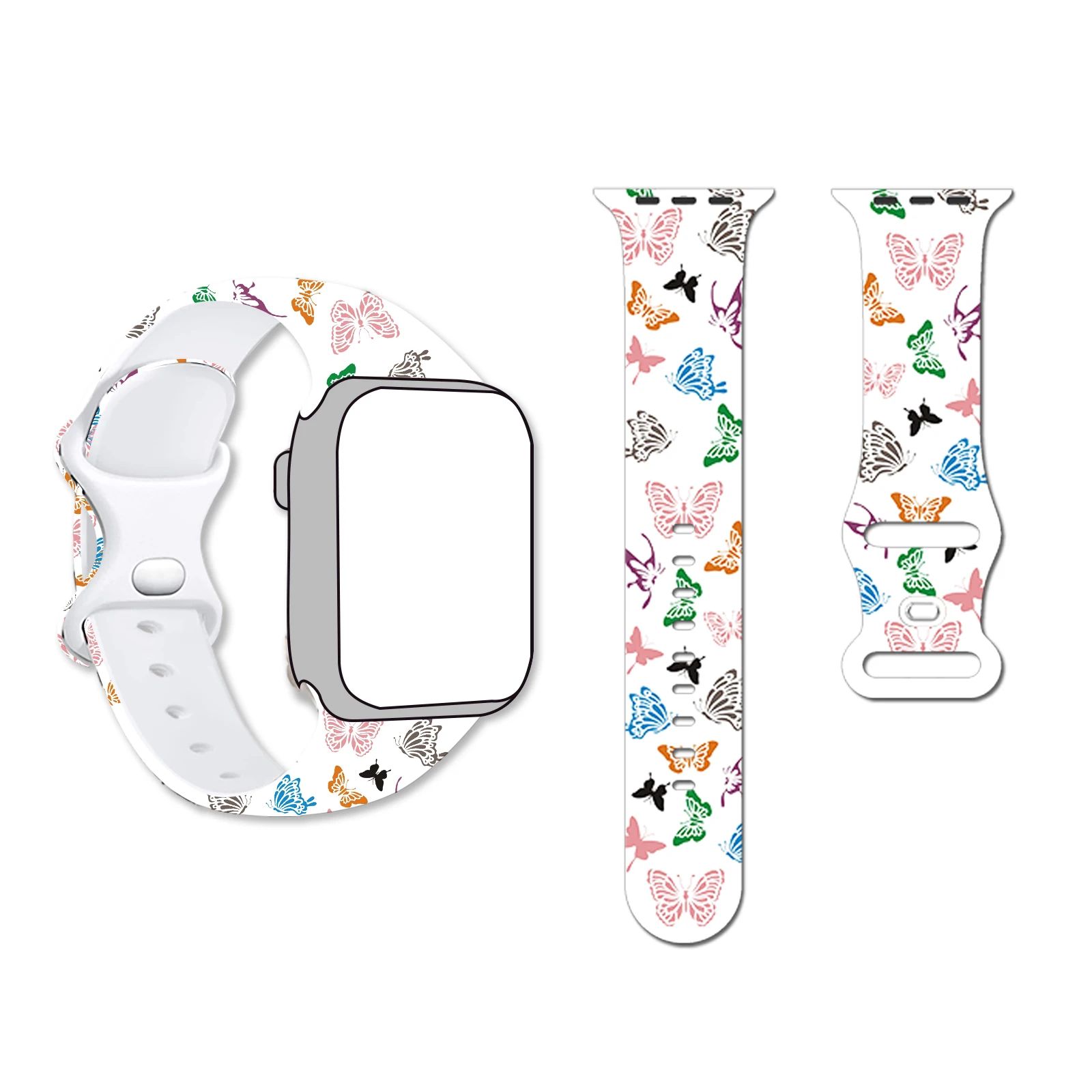 

Butterfly Printed Strap for Apple Watch 9 8 7 SE 6 Bracelet Replaceable Silicone Band for iWatch 45mm 44mm 42mm 41mm Watchband