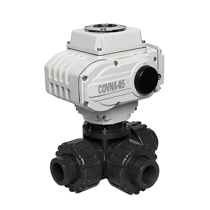 COVNA Urgent Order AC220V DN25 1inch 3 Way Plastic PVC Motor Operated Control Electric Ball Valve Plastic Ball Valve