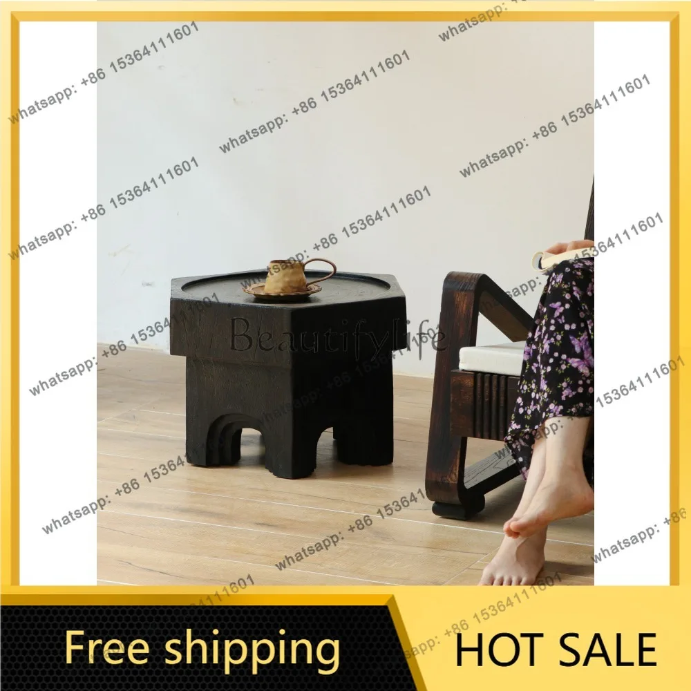 FG log coffee table solid wood living room home cafe retro sofa side wabi-sabi wind