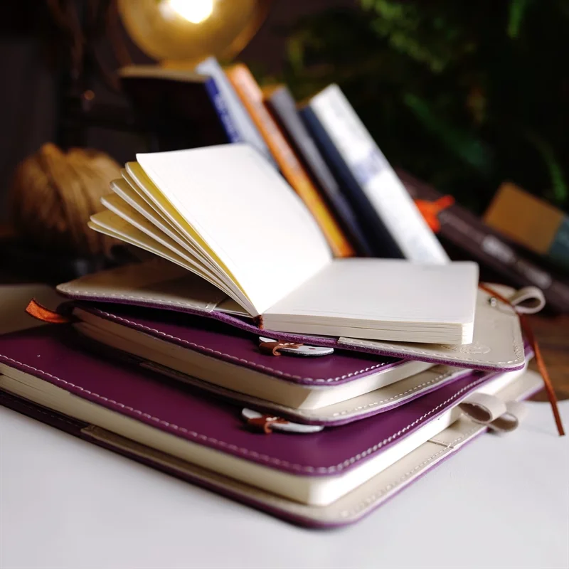 Handmade Leather  A7A6A5 Hand Ledger For Woman Multifunctional Card Holder Office Meeting Notepad Original Customized Notebook