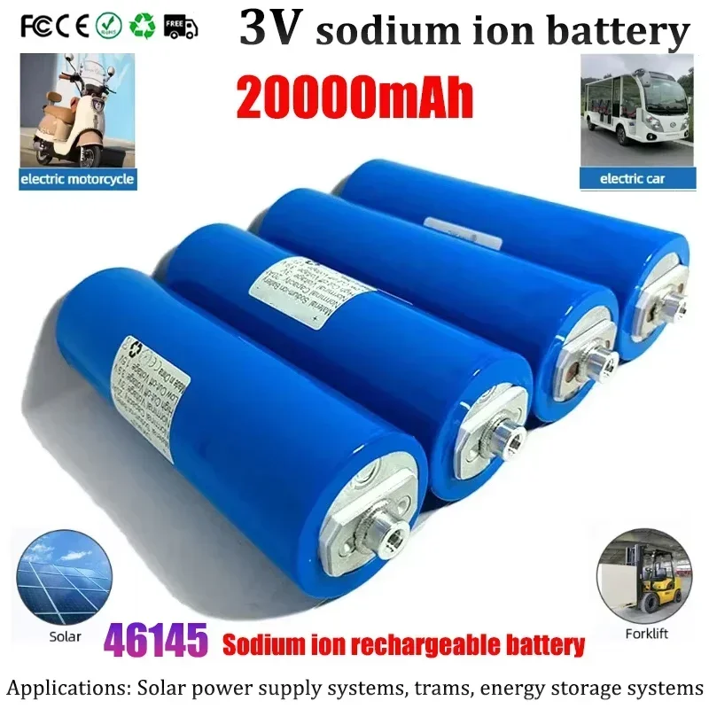 New 46145 3V Sodium Ion Rechargeable Battery 20Ah for Low Temperature Solar Energy Storage Marine Medical Equipment with Studs