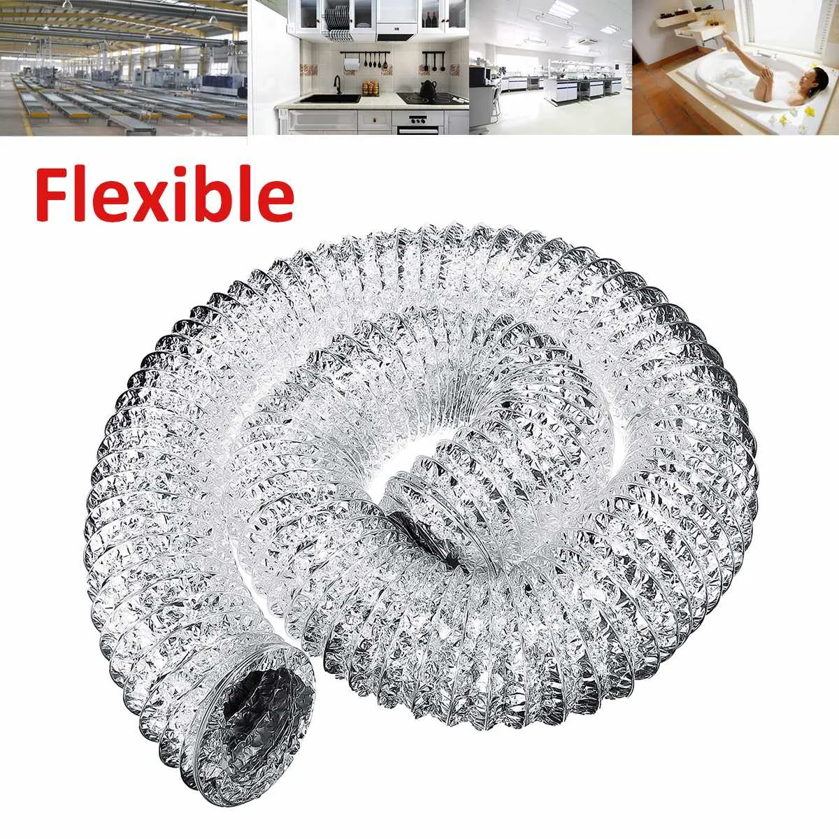 2/3M 4 inch 100mm Ventilator Pipe PVC Aluminum Tube Air Ventilation Pipe Hose Flexible Exhaust Duct Air System Vent Bathroom