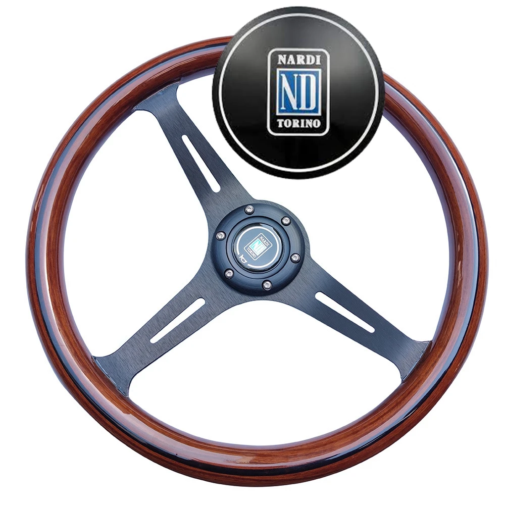 15Inch Classic Real Wood Nardi Steering Wheel Car Rally Racing JDM ND Steering Wheel Volantes For VW HONDA TOYOTA BMW Nissan