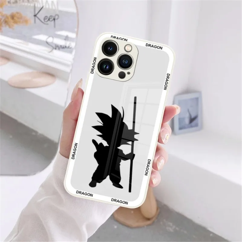 DragonS B-BallS Phone Case Black White Glass For IPhone 13 15 14 12 11 Pro Max Plus Mini X XR 8 7 6s SE2020 Cover