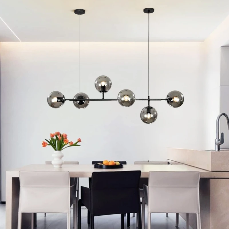 Nordic Restaurant Bar Counter Pendent Lamp Modern Minimalist Creative Living Room Dining Table Glass Chandelier Home Decoration
