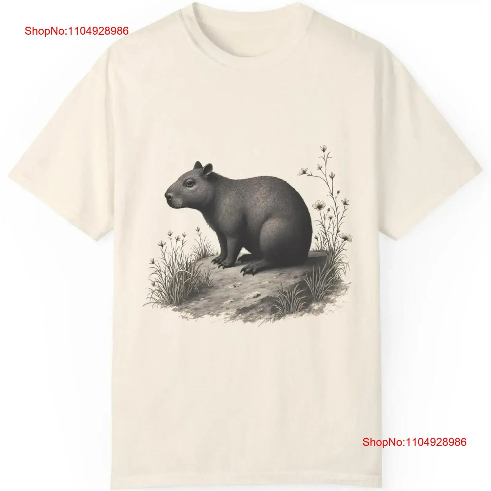 

Capybara T shirt Vintage Engraving Style Lovers Cute Animal Christmas Birthday vintage Washed Unisex Casual homme Comfortable