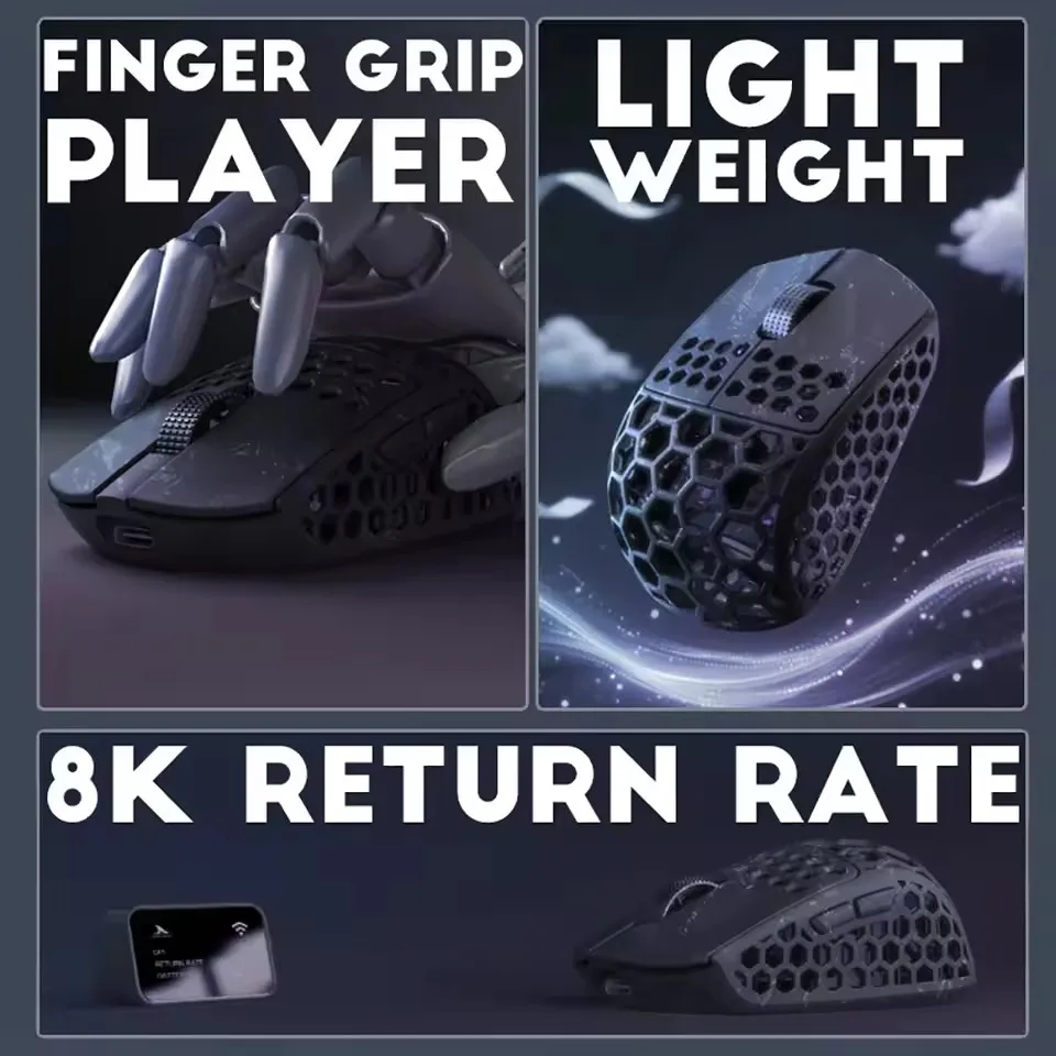 Darmoshark M5 AirV2 Carbon Fiber Mouse 31g 3Mode 2.4GHz 8K Connection PAW 3950 30000dpi 750IPS With CNC Scroll Wheel for Game PC