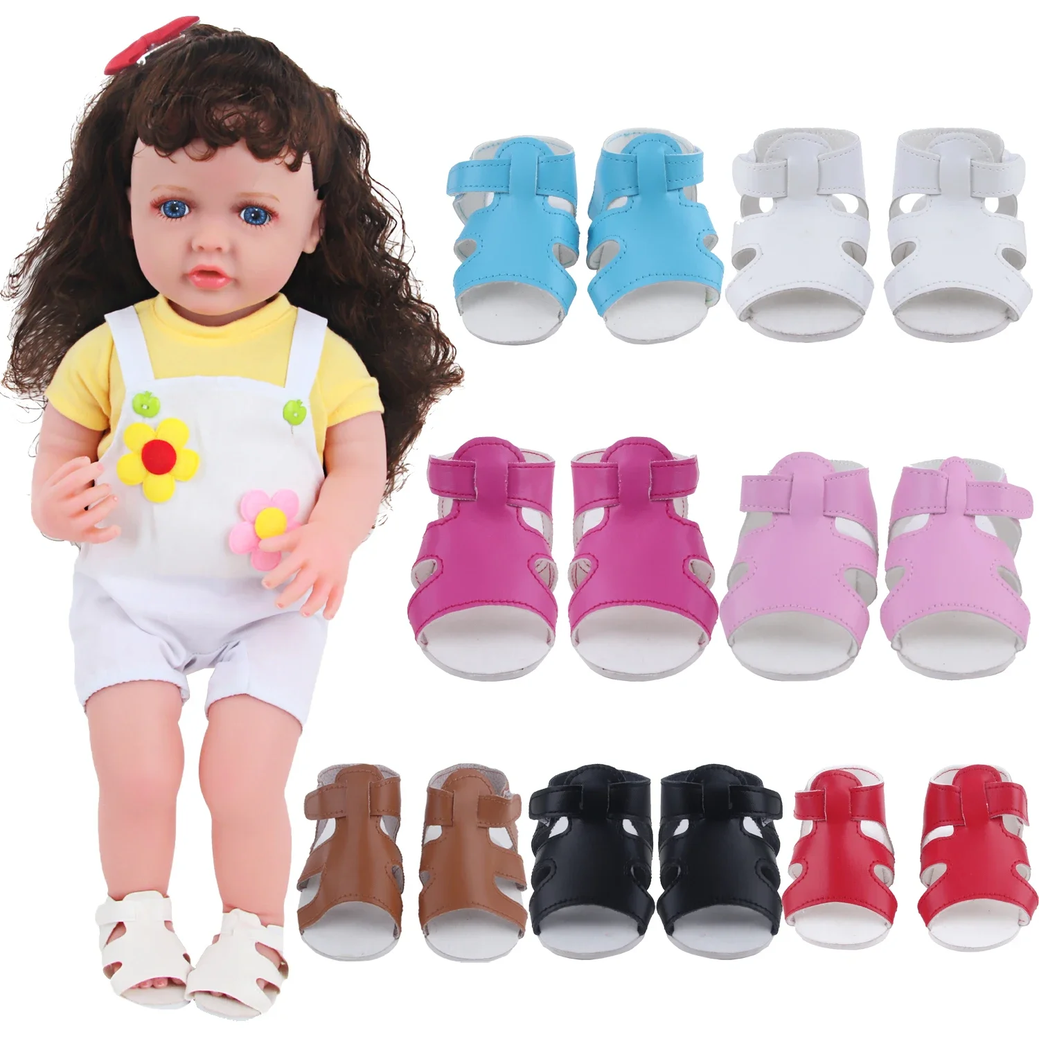 55cm Reborn Girl Doll Shoes Cute 8cm Summer Sandal For 22 Inch Baby New Doll House Accessories Toy