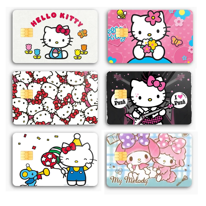 

Hello Kittys Credit Debit Card Sticker Diy Sanrios Anime Melody Waterproof Poker Sticker Film Tape Skin for Small Chip