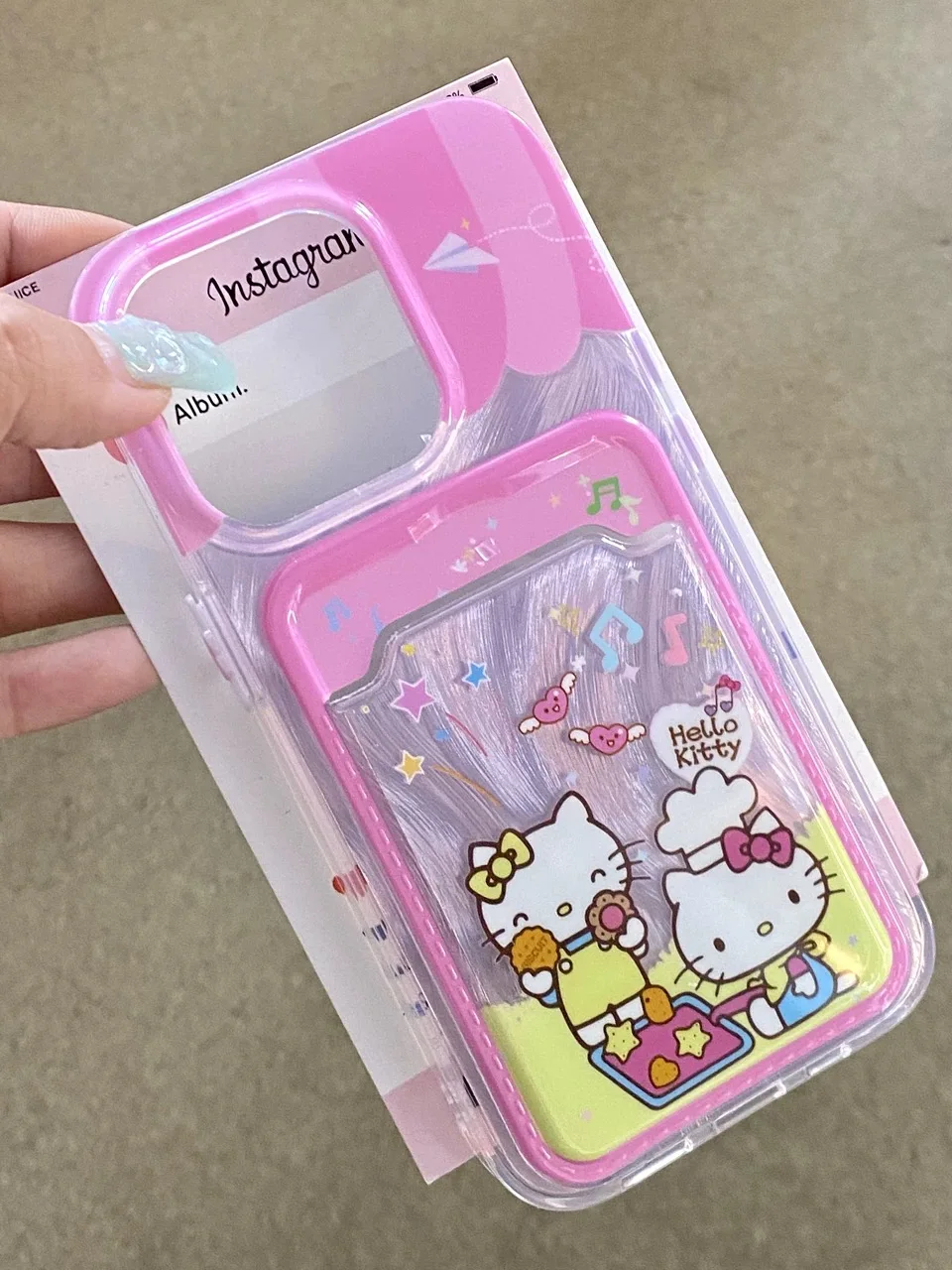 Cute Picnic Hello Kitty Wallet Card Bag Phone Case For iPhone 15 14 13 Pro Max Cartoon 3D pink Love Heart Button Cover