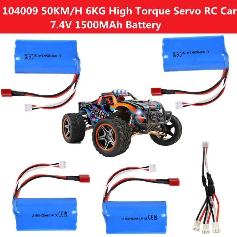 104009 1:10 4WD All-terrain Off-Road Remote Control RC Car Truck Spare Parts Accessories 7.4V 1500MAH Battery/3-In-1 Charge Line