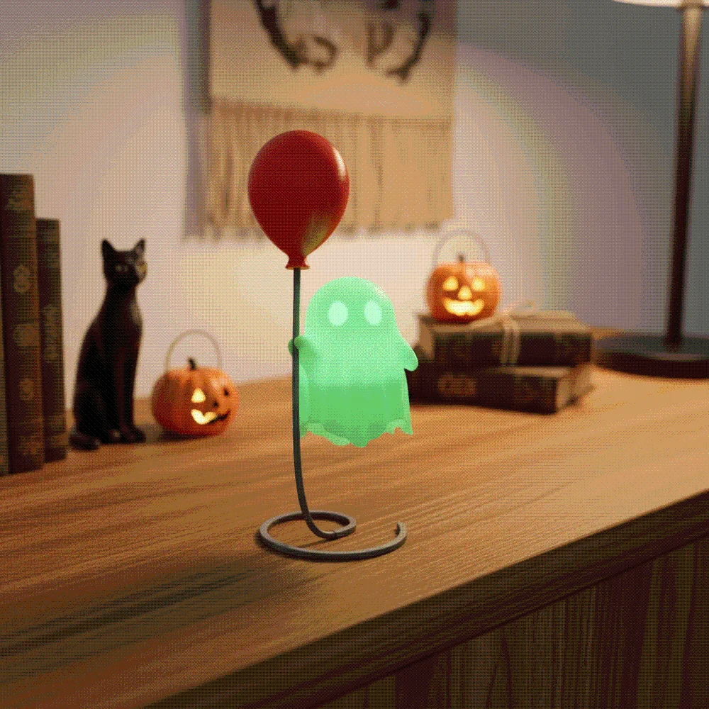 Bright Neon Halloween Ghost Figure Spiral Base Desk Size Luminous Spirit Statue Charming Design Lightweight Body
