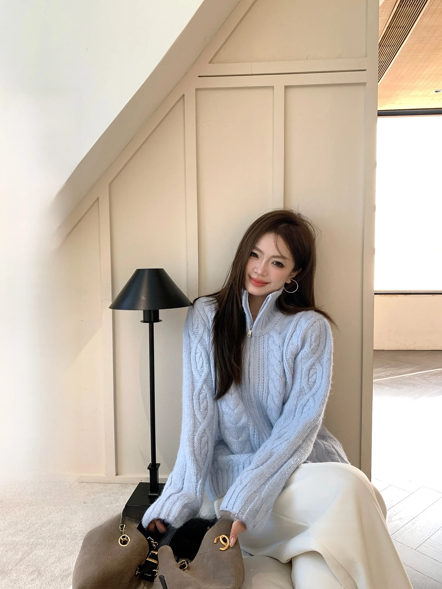 

Новый женский вязаный кардиган Aeo Ice Crystal Dr на молнии, осенне-зимний, утепленный, с длинными рукавами