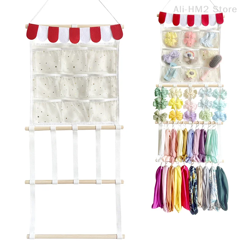 

Hair Bows Holder Headband Organizer For Girls, Hair Clips Hanger Storage With Hooks, Wall Hanging Decor For Nursery Room