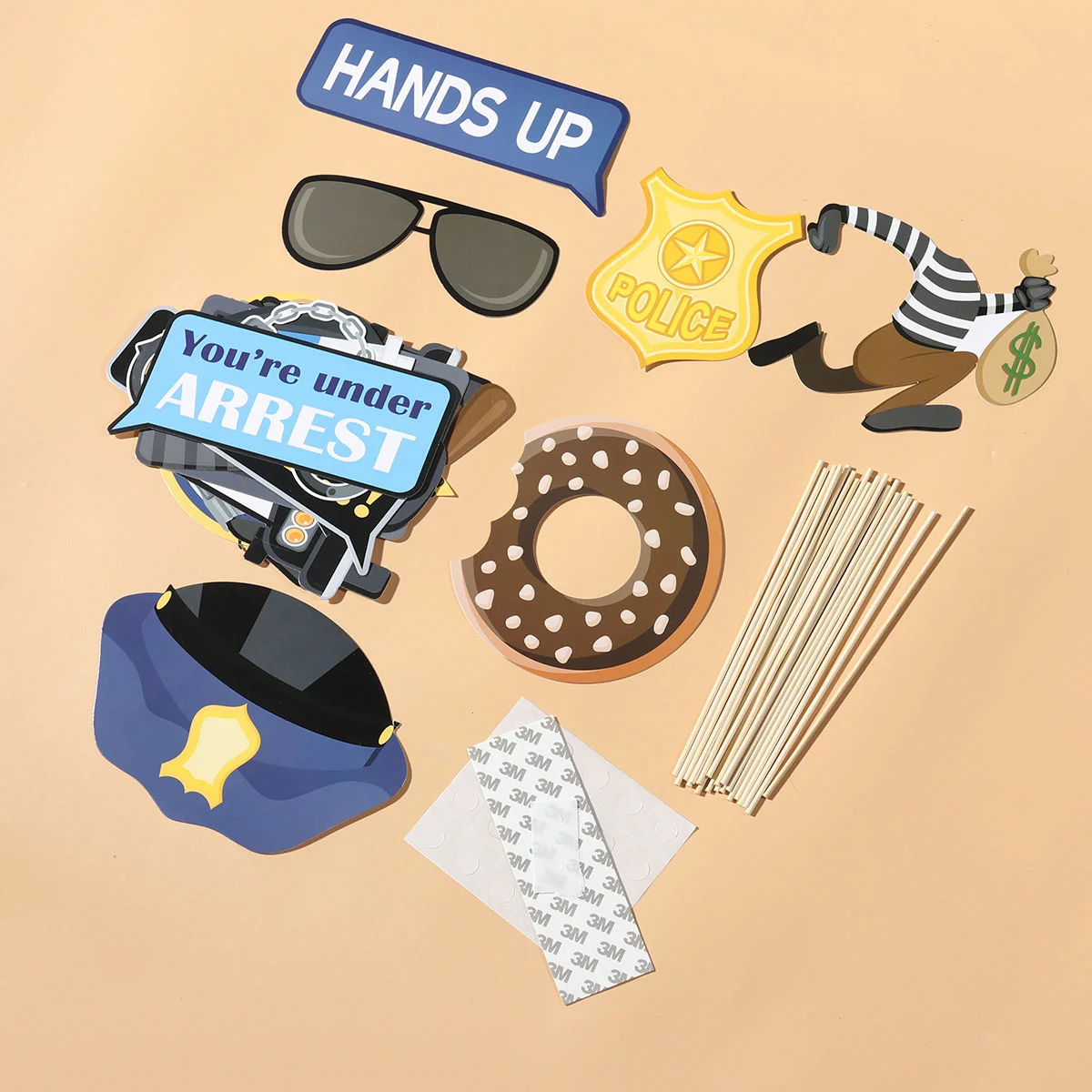 21 Pcs Prison Theme Party Decorations Police Selfie Props Cops and Birthday Photo Tool Clothing Baby