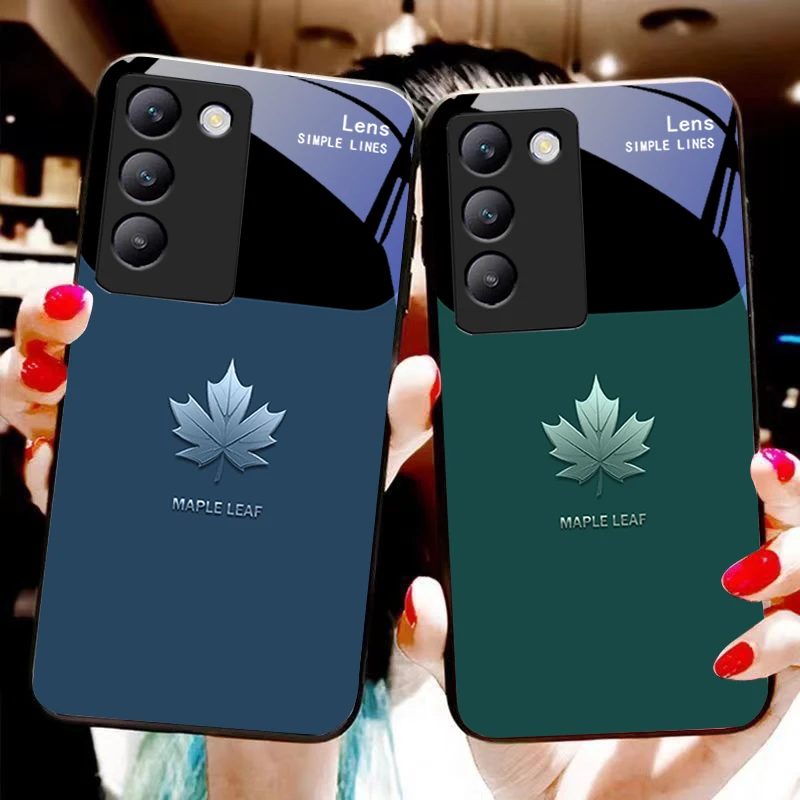 

Maple Leaf Color For Y72 33S 11 03 36 96 Lite 35 16 Iqoo 12 V40 SE 5G 29 40 21 30 X80 Pro Vivo Tempered Glass Phone Case Black