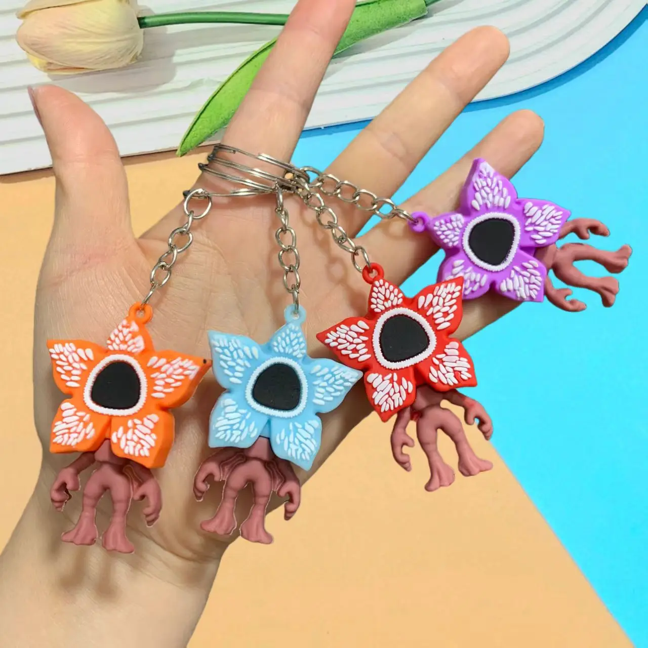 Cartoon Stranger Things Carnivorous Plant Doll Keychain, Quirky Decoration, Bag Charm, Children's Gift