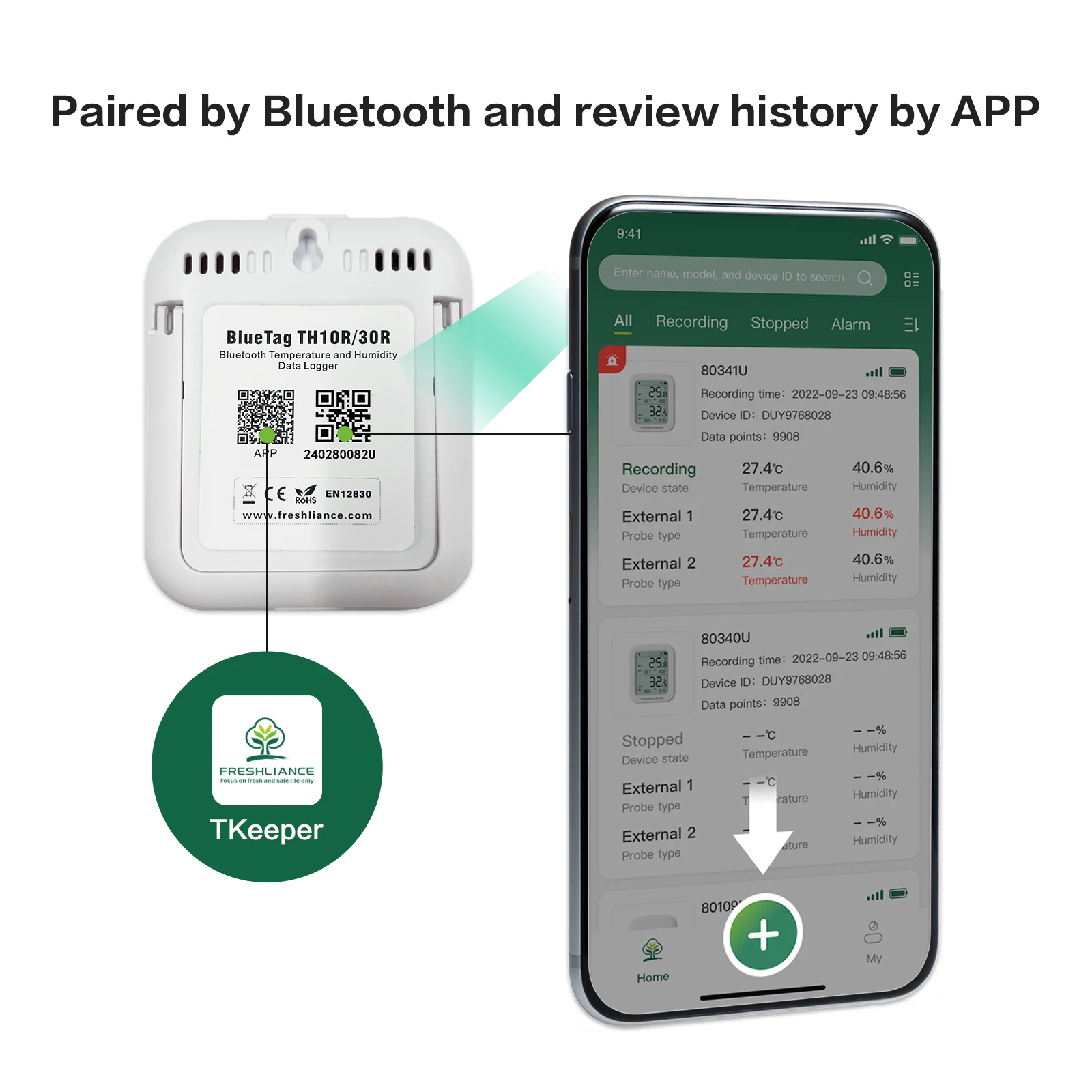 Czujnik BlueTag TH30B/30R BLE Bluetooth 5.0 Rejestrator Temperatury i Wilgotności Bluetooth