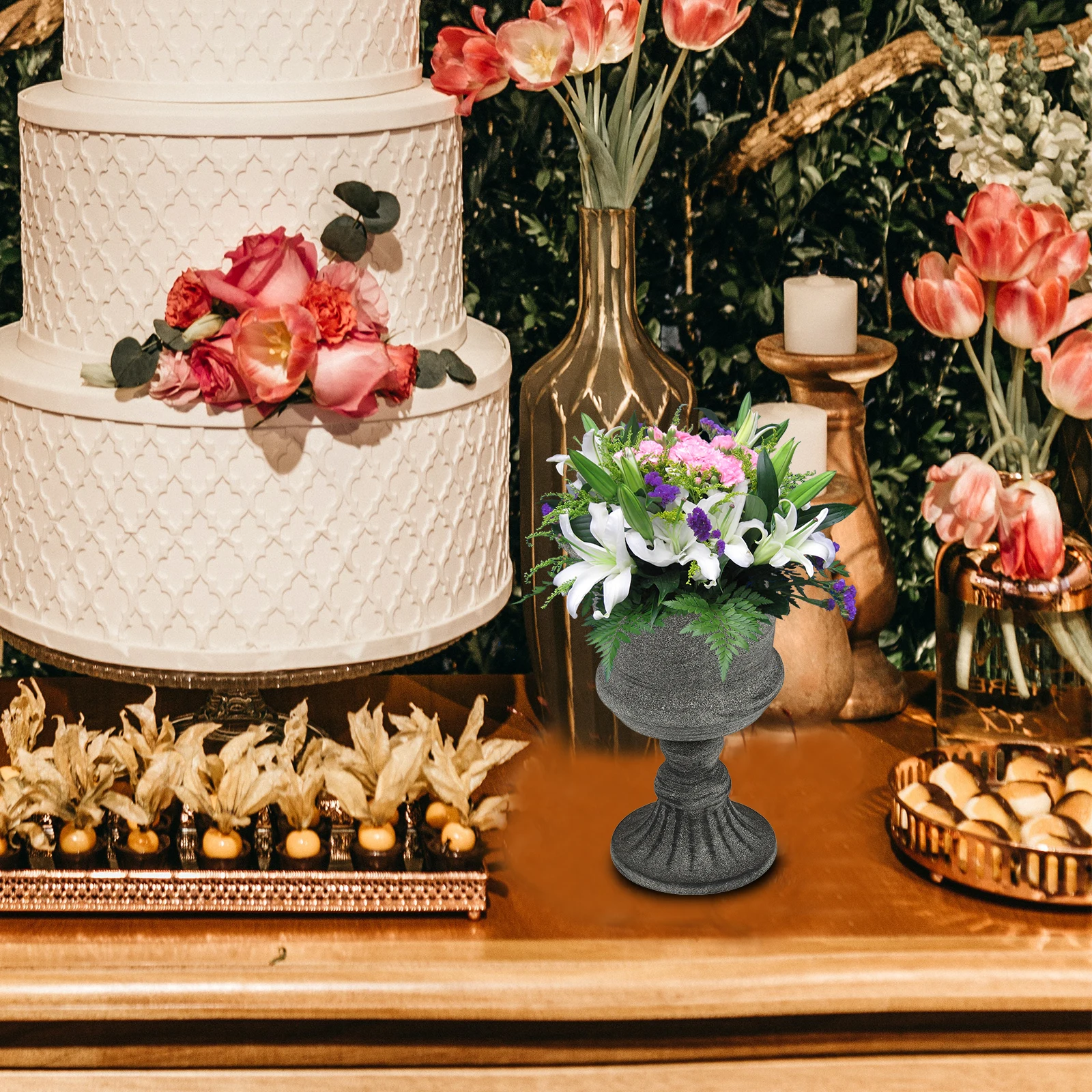 

1pc Metal Flower Vase Iron Art Floral Container For Home Garden Decor Desktop Wedding Centerpiece Gardening Planter Fresh Dried