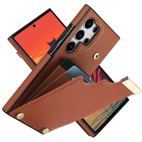 Leather Organ Card Slot Phone Case for Samsung Galaxy S21 S23 FE S24 S22 Ultra Plus A15 A54 A53 A52S A14 A13 Wallet Cover