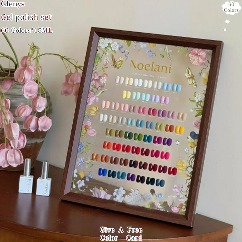 Glenys 60 color Macaron nail polish glue low life and immersion gel color matching card nail shop essential nail art varnish