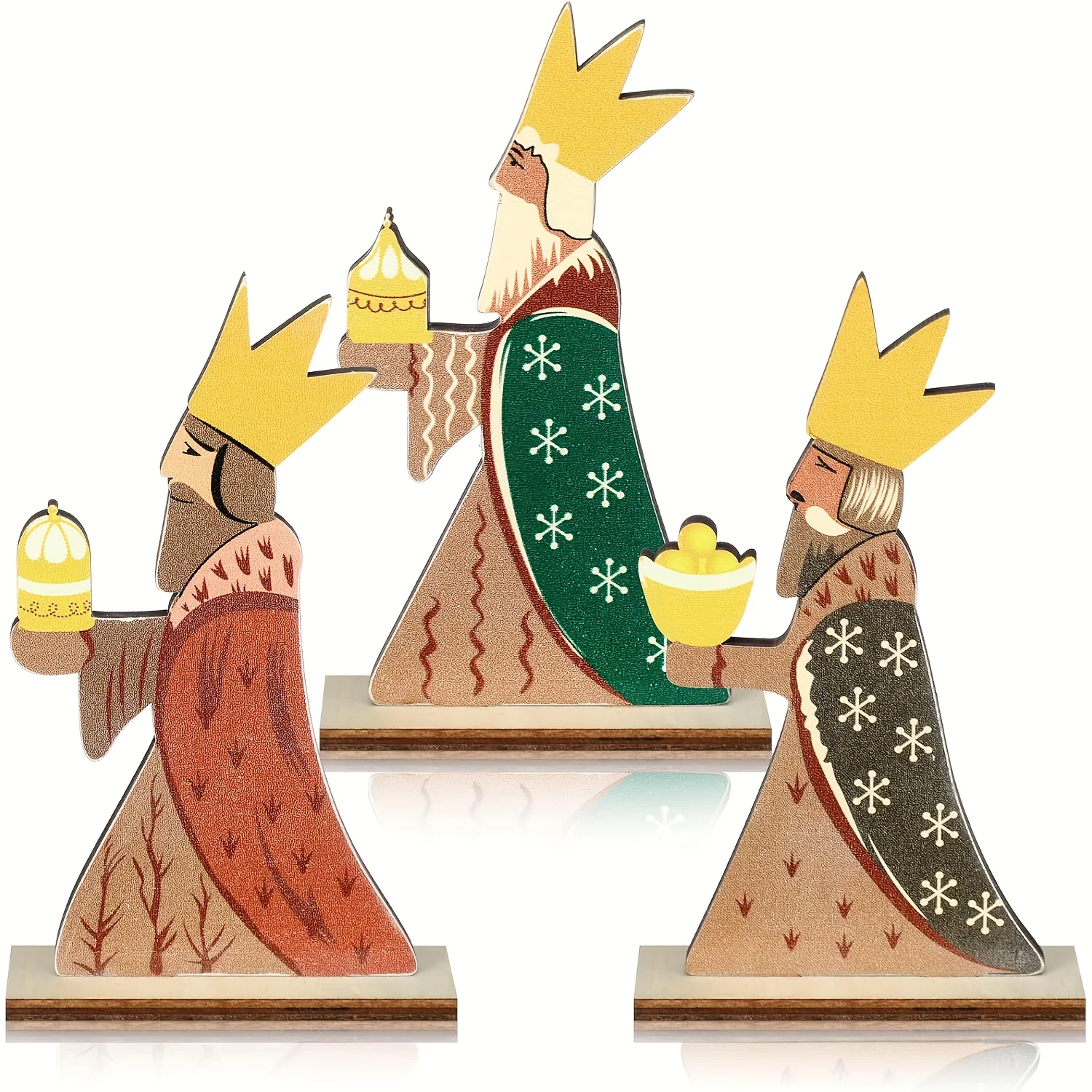 3pcs Set Three Wise Men Christmas Tabletop Decoration Wooden Centerpiece Christmas Ornament Indoor Home Holiday Displays view 6