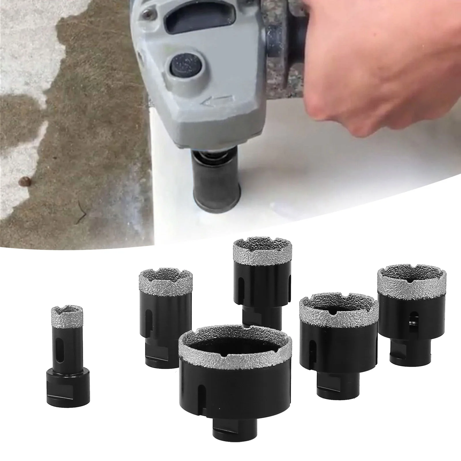 

Drill Bits Hand Tools Hole Saw Set 6‑in‑1 Tile Hollow Drill Hand Tools Hardware with Box 20‑68mm M14