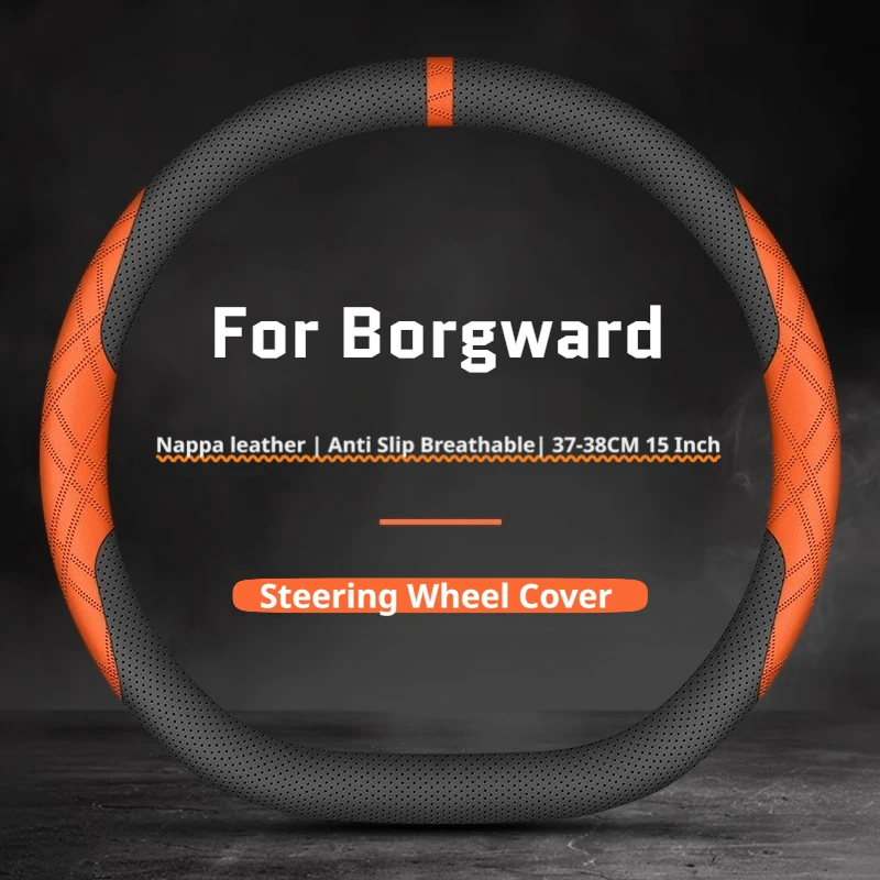 For Borgward Leather Car Steering Wheel Cover Minimalist No Bulk Fit Isabella Hansa BXi7 BX3 BX6 BX5 BX7 Accessories
