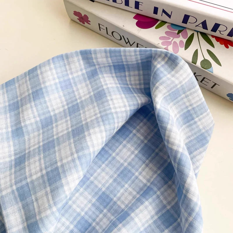 

Fabric Polyester-Cotton Double-layer Gauze Grid Pajamas Shirts Dresses Tablecloths Coasters Fabrics