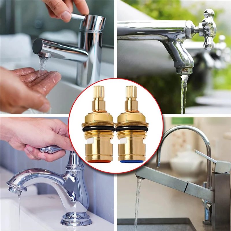 2PCS Brass Ceramic Stem Ceramic Disc Cartridge Faucet Valve Cartridge Replacement Faucet Repair Replacement Parts