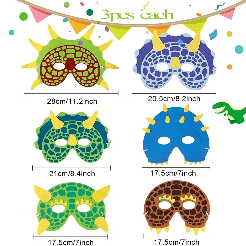 6-18 pz maschere per feste di dinosauro elastico EVA feltro bambino schiuma Dino maschera per bambini Cosplay a tema Masquerade aprile sciocchi regalo di giorno