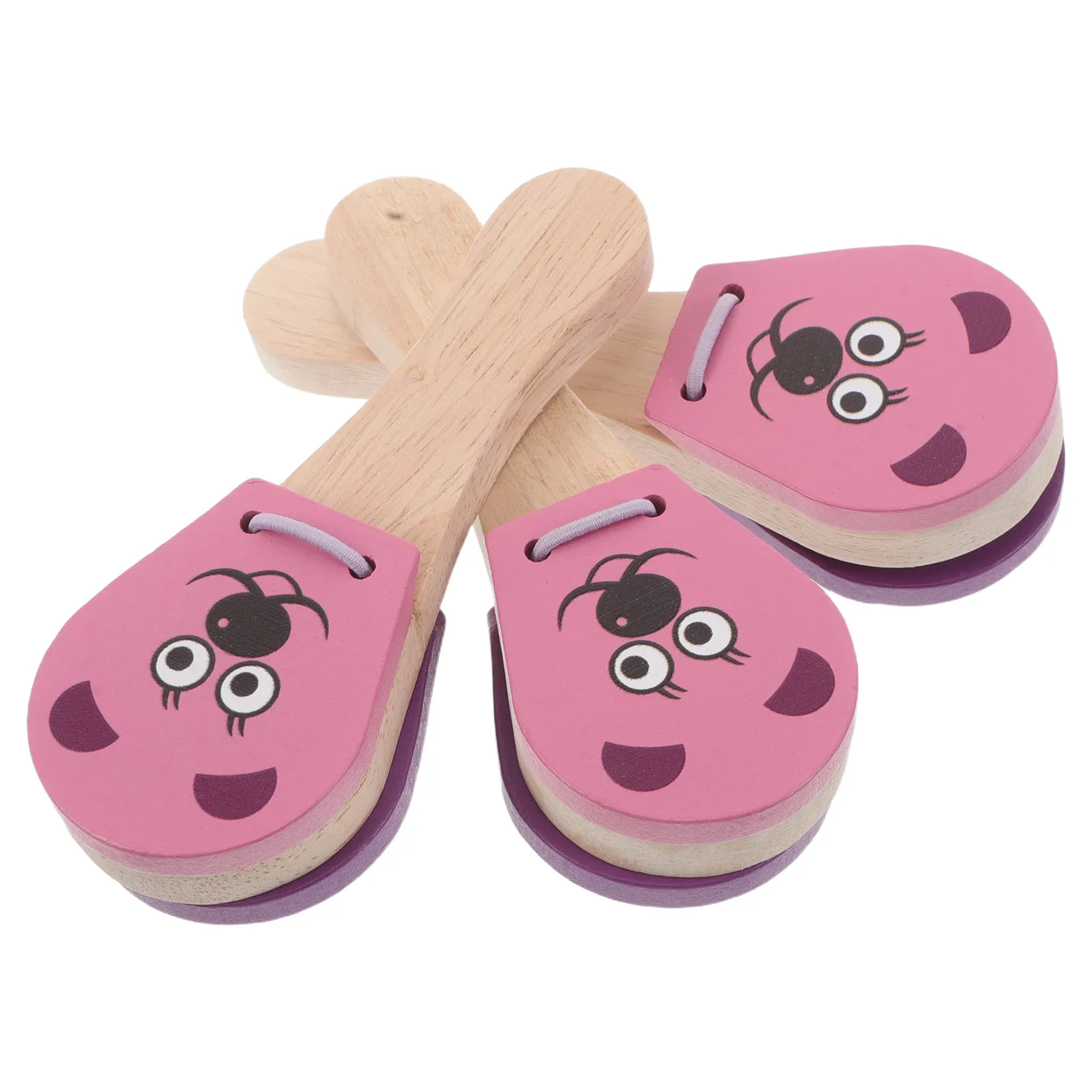 Castañuelas de madera para bebés, diseño de animales, instrumento musical de aprendizaje temprano, percusión manual de fácil agarre para niños pequeños, 3 uds.