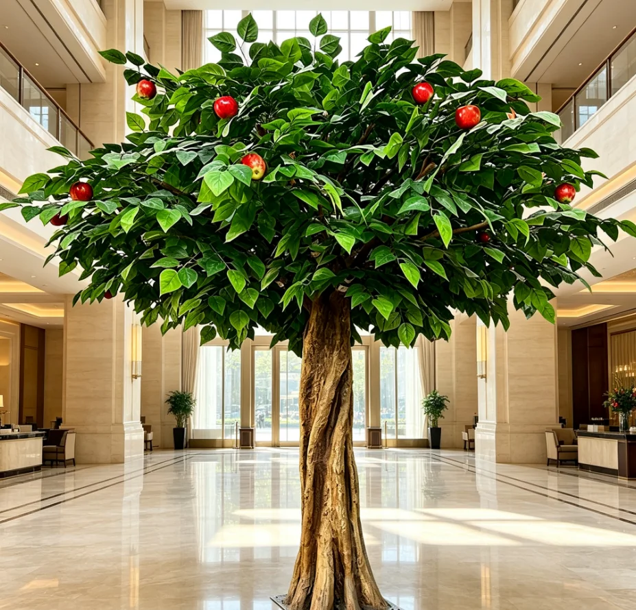 Large Artificial Apple Tree, Indoor & Outdoor Decorative Landscaping Tree for Courtyards and Malls