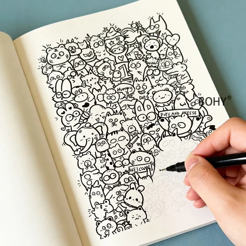 1 Intensive Graffiti Decompression Drawing Album with Creative Drafts of Stacking Small Animals Trendy Monsters and Other Themes
