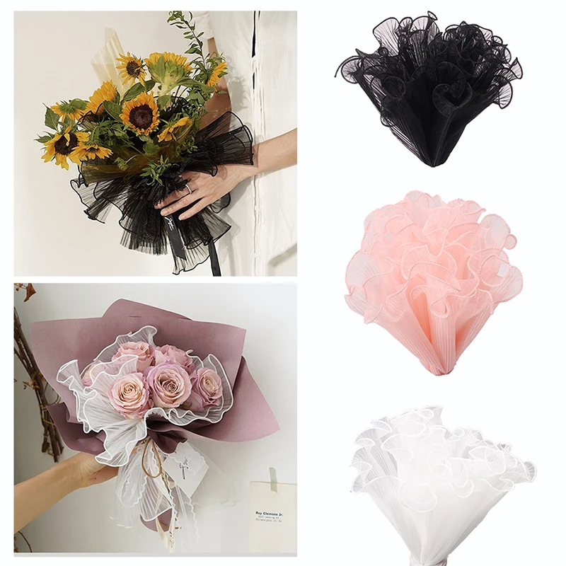 Flower Wrapping Paper Pearl Wave Yarn Bouquet Packaging Lining Yarn Mesh Flowers DIY Bouquet Gift Packaging Supplies 28cm*4M