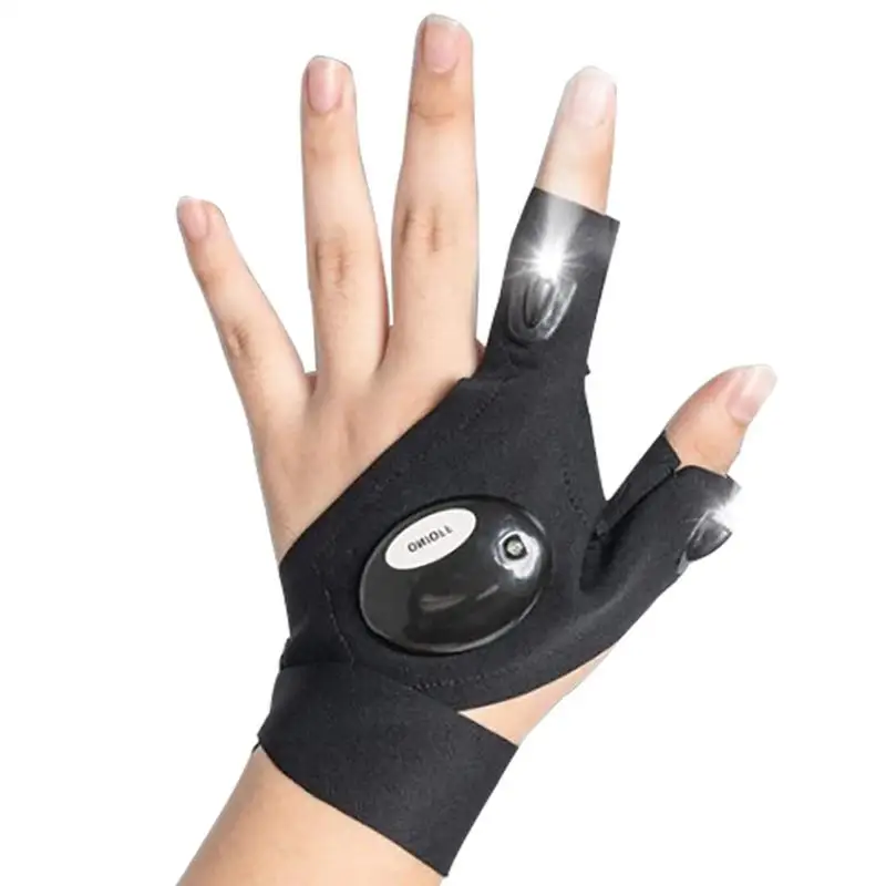 Outdoor Flashlight Luminous Fishing Gloves Half-finger With Lighted Gloves Night Running And Riding Fingerless Gloves
