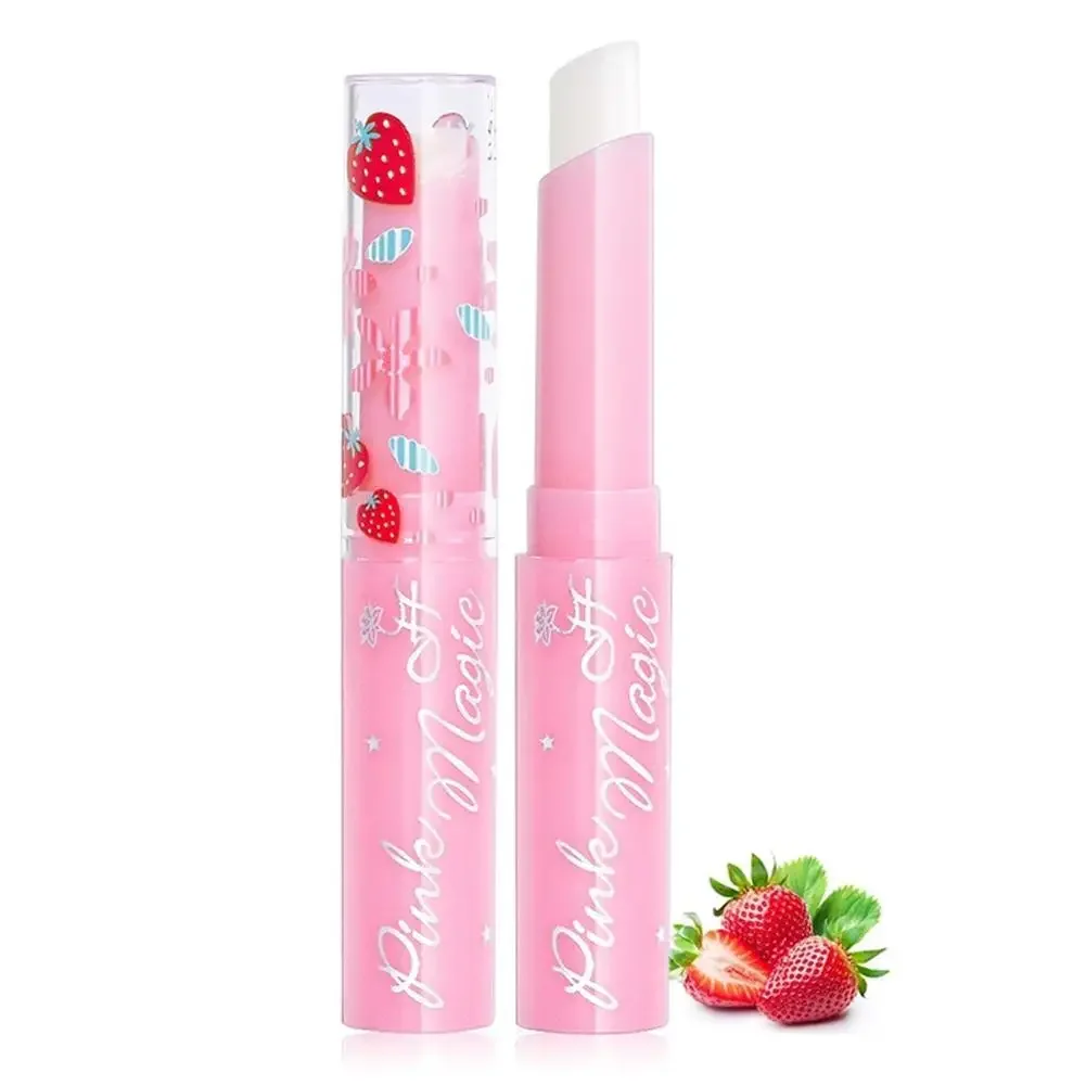 1pc Natural Strawberry Lip Blam Temperature Change Lip Balm Color Lipstick Change Lipstick Care Beauty Makeup Cosmetics