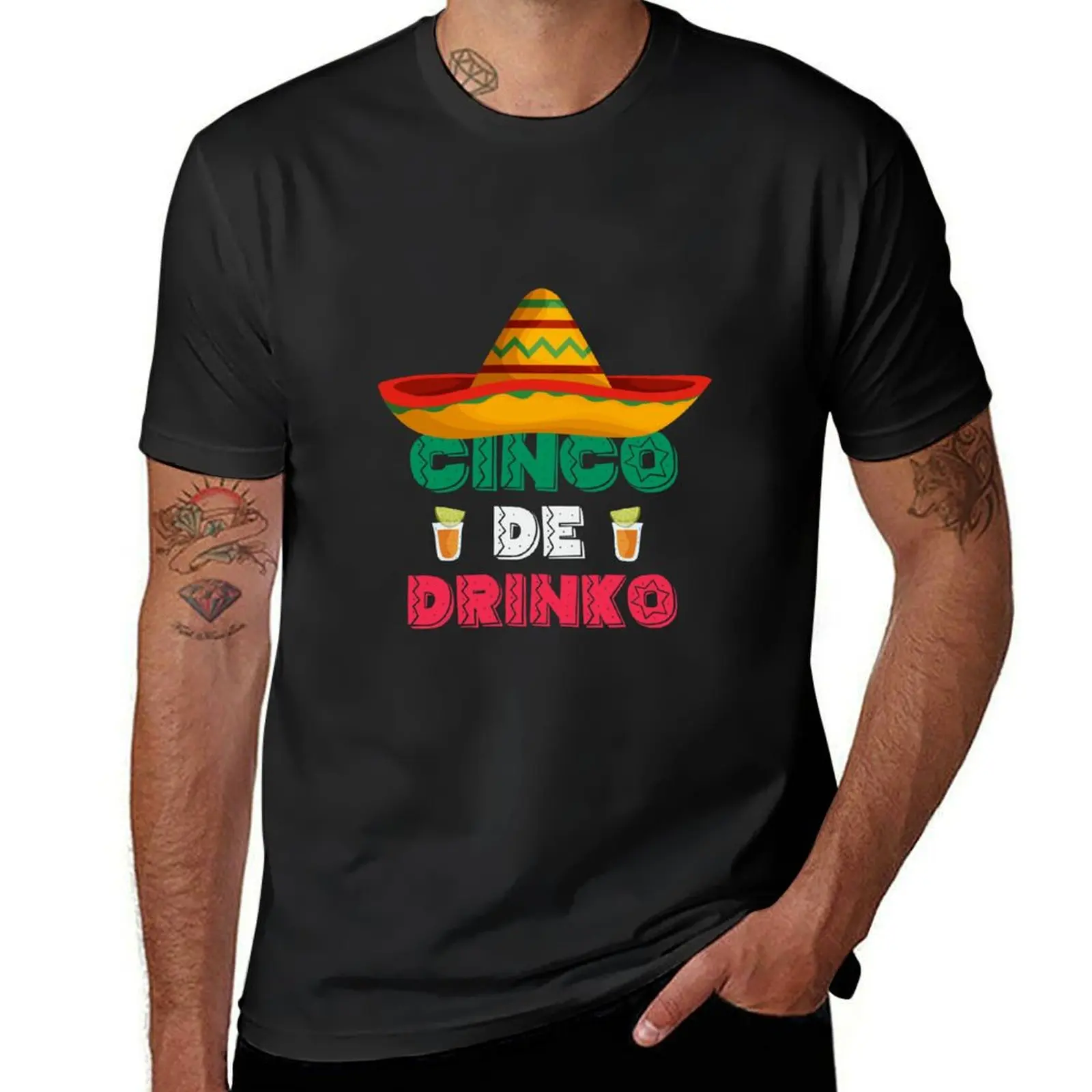 

Cinco De Drinko Cinco De Mayo with Guitar Cactus Sombrero Mexican Fiesta Funny Cinco de Mayo Gift T-Shirt
