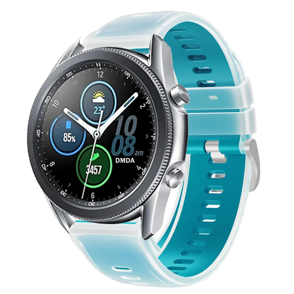 Silicone Strap For Samsung Galaxy Watch 3 45mm 46mm Gear S3 Semi-Transparent Two-Tone Replacement band For Huawei GT 6 Pro 46mm
