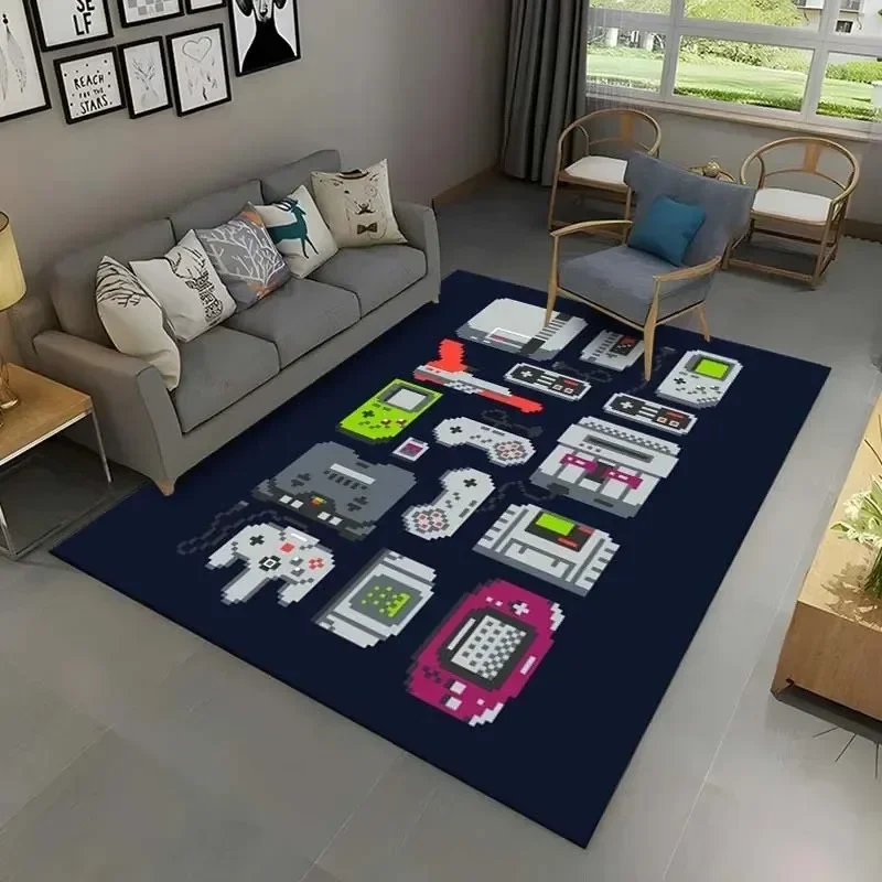 Vintage Game Console Floor Mat for Boys' Room Non-Slip Soft Carpet for Living Room Kids' Bedroom Doormat Stylish Home Décor Rug