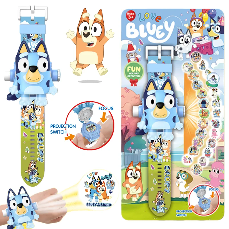 

Bluey Kids Watch Cartoon 24 Projection Digital Watches Fashion Boys Girls Wristband Clock Watch Toys Children Birthday Gifts