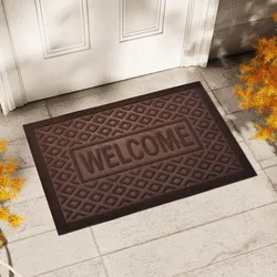 Heavy duty rubber welcome mat - anti slip, dust-proof home entrance door mat, durable and washable carpet,